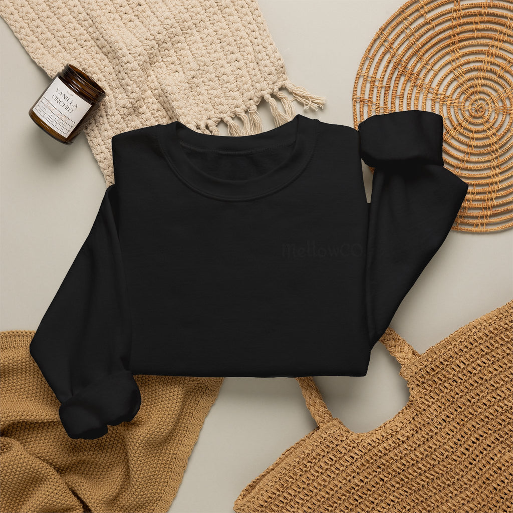 Minimal 'Mellow&C0' Crewneck Sweatshirt — Soft White Casual Pullover