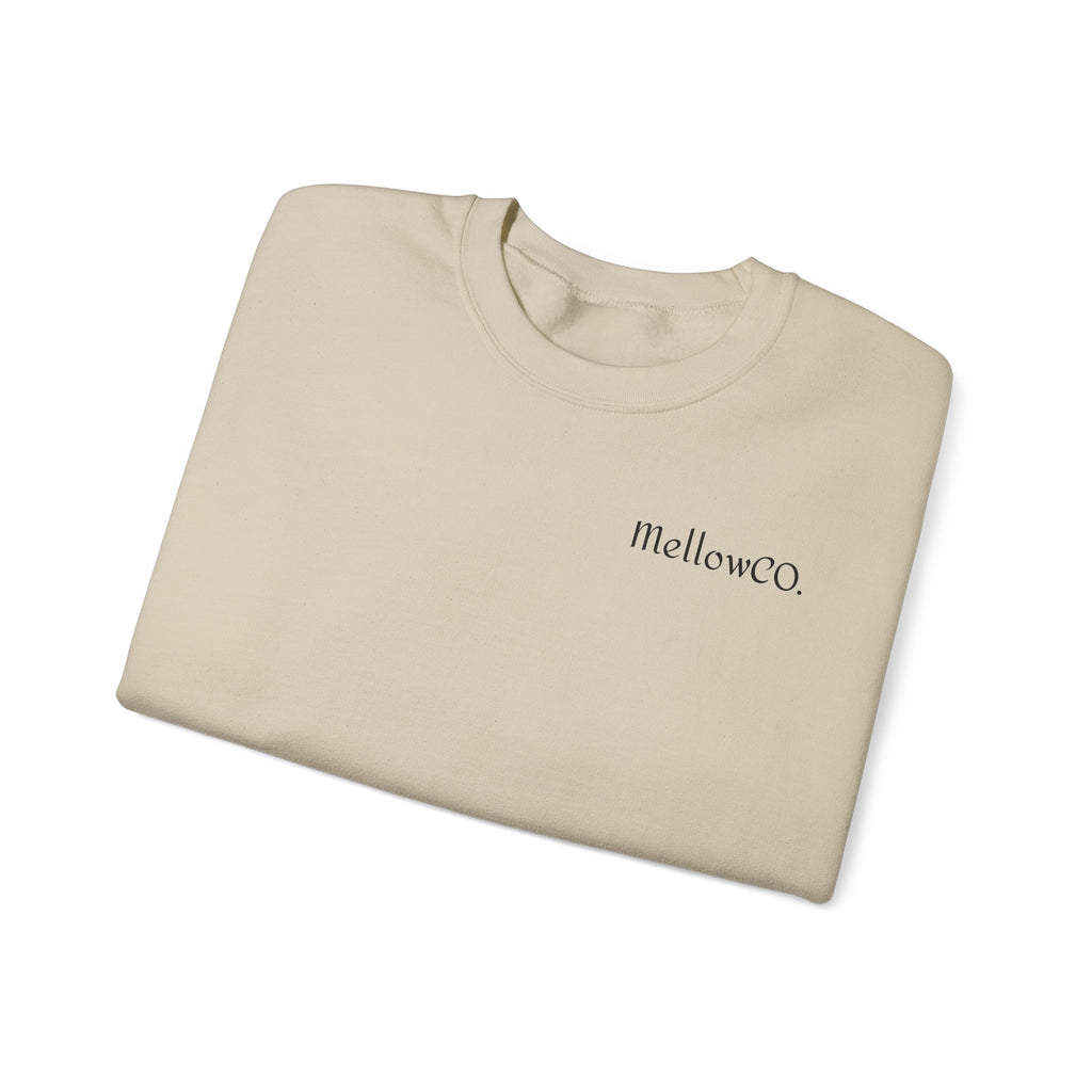 Minimal 'Mellow&C0' Crewneck Sweatshirt — Soft White Casual Pullover