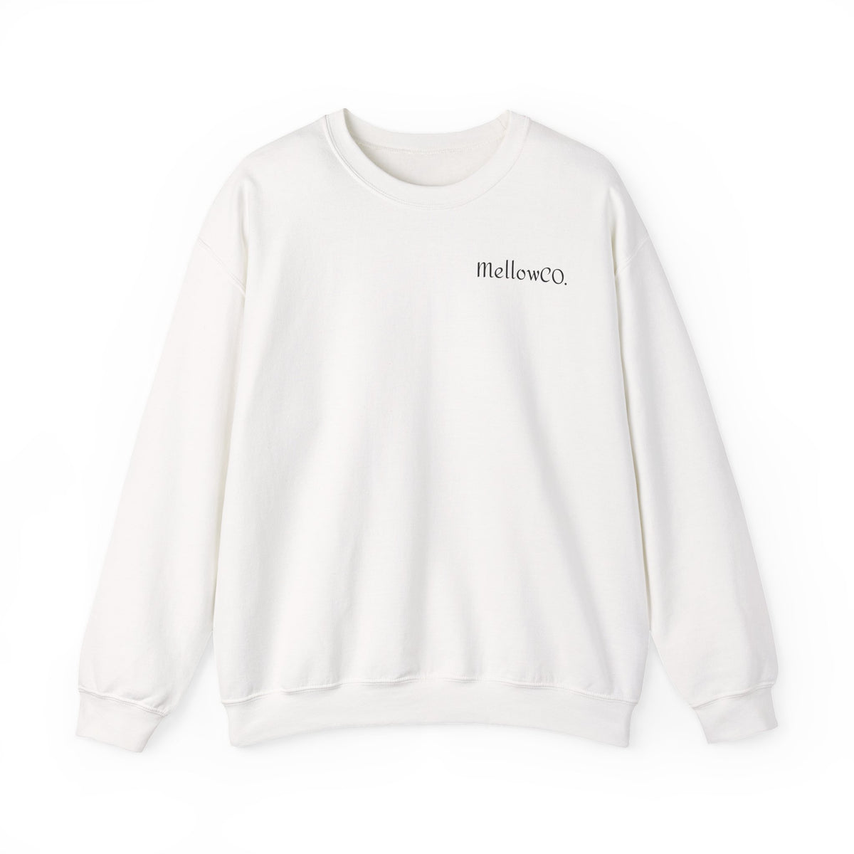 Minimal 'Mellow&C0' Crewneck Sweatshirt — Soft White Casual Pullover