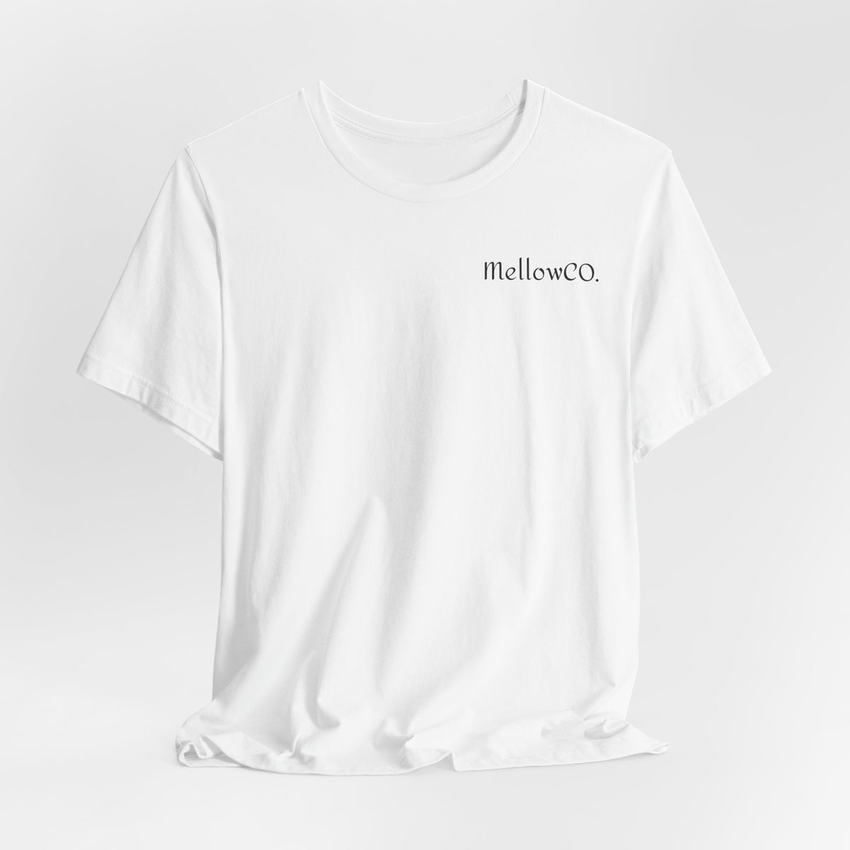 Minimalist 'MellowCO' Logo Tee — White Short Sleeve T-Shirt