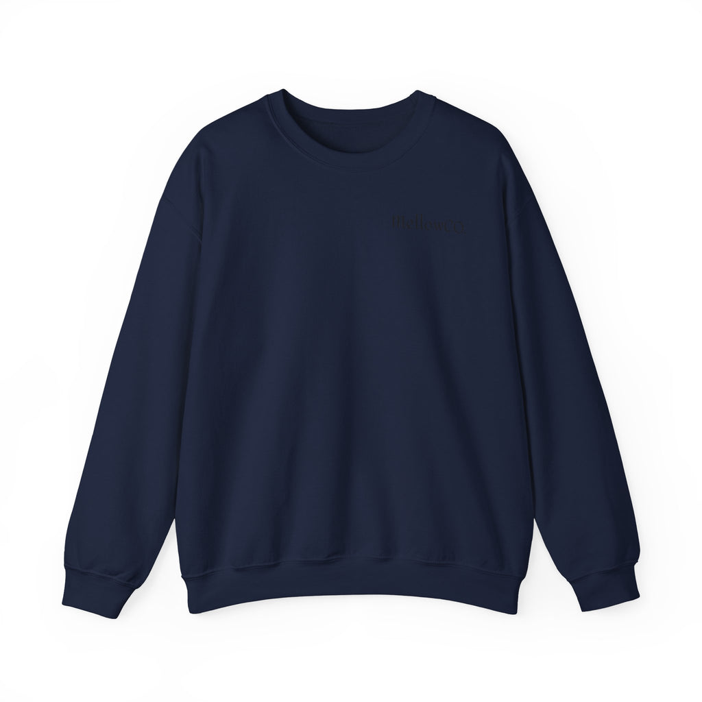 Minimal 'Mellow&C0' Crewneck Sweatshirt — Soft White Casual Pullover
