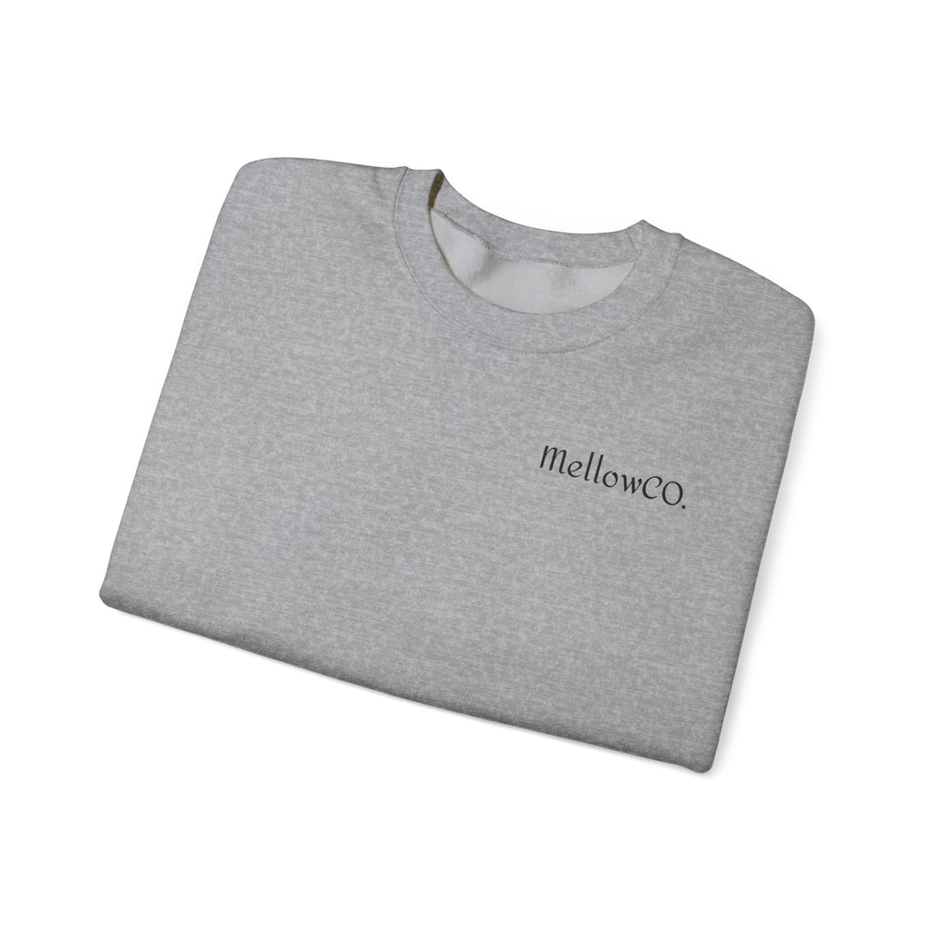 Minimal 'Mellow&C0' Crewneck Sweatshirt — Soft White Casual Pullover
